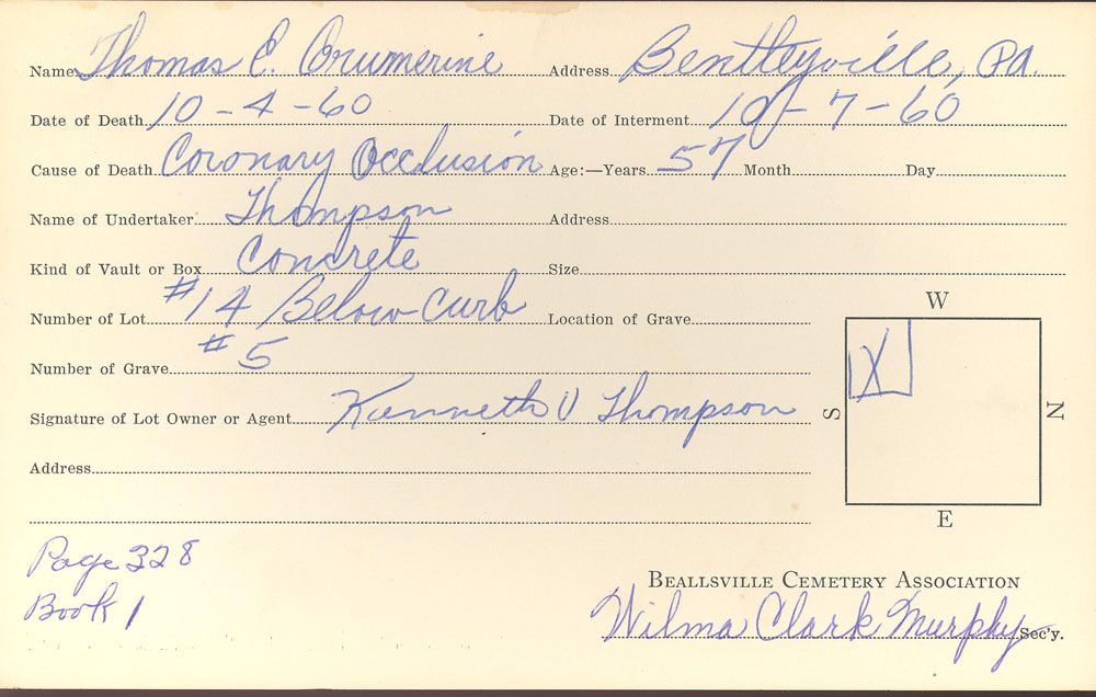 burial card